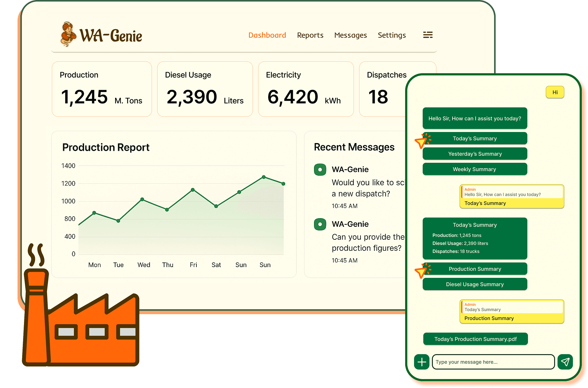 WA-Genie Dashboard and Chat UI